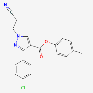 molecular formula C20H16ClN3O2 B4907714 4-methylphenyl 3-(4-chlorophenyl)-1-(2-cyanoethyl)-1H-pyrazole-4-carboxylate 