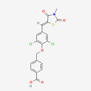 molecular formula C19H13Cl2NO5S B4907773 4-({2,6-dichloro-4-[(3-methyl-2,4-dioxo-1,3-thiazolidin-5-ylidene)methyl]phenoxy}methyl)benzoic acid 