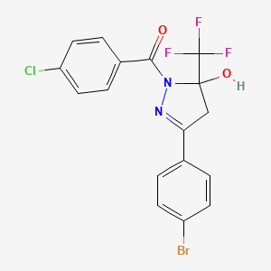 molecular formula C17H11BrClF3N2O2 B4907957 3-(4-bromophenyl)-1-(4-chlorobenzoyl)-5-(trifluoromethyl)-4,5-dihydro-1H-pyrazol-5-ol 