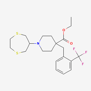 molecular formula C21H28F3NO2S2 B4908065 ethyl 1-(1,4-dithiepan-6-yl)-4-[2-(trifluoromethyl)benzyl]-4-piperidinecarboxylate 