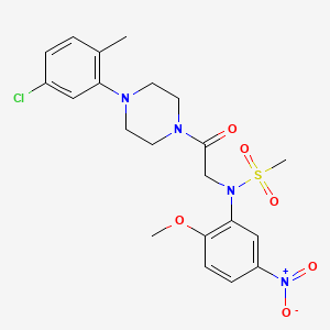 molecular formula C21H25ClN4O6S B4908105 N-{2-[4-(5-chloro-2-methylphenyl)-1-piperazinyl]-2-oxoethyl}-N-(2-methoxy-5-nitrophenyl)methanesulfonamide 