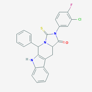 molecular formula C25H17ClFN3OS B490814 2-(3-chloro-4-fluorophenyl)-5-phenyl-3-thioxo-2,3,5,6,11,11a-hexahydro-1H-imidazo[1',5':1,6]pyrido[3,4-b]indol-1-one CAS No. 1008063-33-9