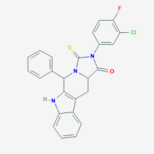 13-(3-chloro-4-fluorophenyl)-10-phenyl-12-sulfanylidene-8,11,13-triazatetracyclo[7.7.0.02,7.011,15]hexadeca-1(9),2,4,6-tetraen-14-one