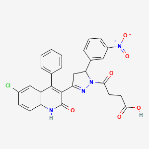 4-[3-(6-chloro-2-oxo-4-phenyl-1,2-dihydroquinolin-3-yl)-5-(3-nitrophenyl)-4,5-dihydro-1H-pyrazol-1-yl]-4-oxobutanoic acid