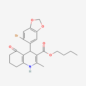 molecular formula C22H24BrNO5 B4908282 Butyl 4-(6-bromo-1,3-benzodioxol-5-yl)-2-methyl-5-oxo-1,4,5,6,7,8-hexahydroquinoline-3-carboxylate 