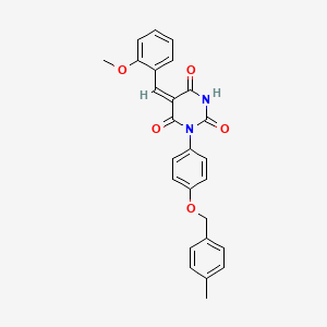 molecular formula C26H22N2O5 B4908389 (5E)-5-[(2-methoxyphenyl)methylidene]-1-[4-[(4-methylphenyl)methoxy]phenyl]-1,3-diazinane-2,4,6-trione 