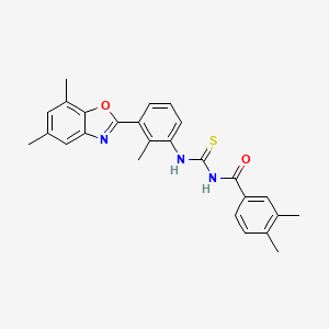 N-[[3-(5,7-dimethyl-1,3-benzoxazol-2-yl)-2-methylphenyl]carbamothioyl]-3,4-dimethylbenzamide