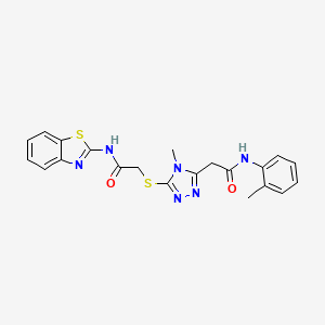 2-(5-{[2-(1,3-benzothiazol-2-ylamino)-2-oxoethyl]sulfanyl}-4-methyl-4H-1,2,4-triazol-3-yl)-N-(2-methylphenyl)acetamide