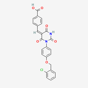 molecular formula C25H17ClN2O6 B4908511 4-{[1-{4-[(2-chlorobenzyl)oxy]phenyl}-2,4,6-trioxotetrahydro-5(2H)-pyrimidinylidene]methyl}benzoic acid 