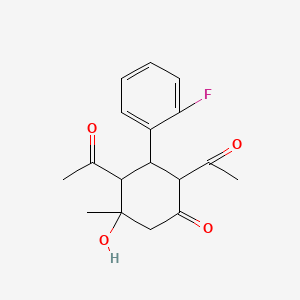 molecular formula C17H19FO4 B4908531 2,4-diacetyl-3-(2-fluorophenyl)-5-hydroxy-5-methylcyclohexanone 