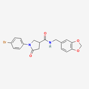 molecular formula C19H17BrN2O4 B4908533 N-[(2H-1,3-BENZODIOXOL-5-YL)METHYL]-1-(4-BROMOPHENYL)-5-OXOPYRROLIDINE-3-CARBOXAMIDE 