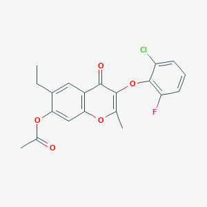 molecular formula C20H16ClFO5 B4908565 [3-(2-Chloro-6-fluorophenoxy)-6-ethyl-2-methyl-4-oxochromen-7-yl] acetate 