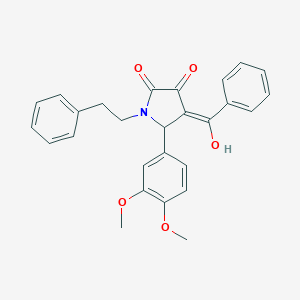 molecular formula C27H25NO5 B490873 4-benzoyl-5-(3,4-dimethoxyphenyl)-3-hydroxy-1-(2-phenylethyl)-1,5-dihydro-2H-pyrrol-2-one CAS No. 425608-54-4