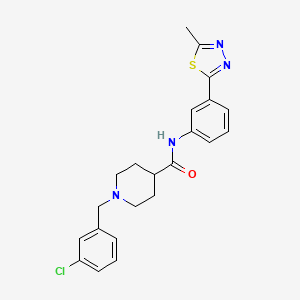 molecular formula C22H23ClN4OS B4908761 1-[(3-chlorophenyl)methyl]-N-[3-(5-methyl-1,3,4-thiadiazol-2-yl)phenyl]piperidine-4-carboxamide 