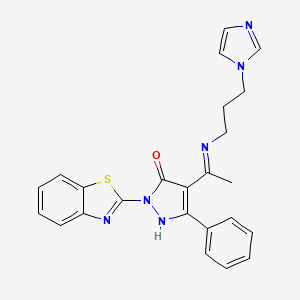 2-(1,3-benzothiazol-2-yl)-4-(1-{[3-(1H-imidazol-1-yl)propyl]amino}ethylidene)-5-phenyl-2,4-dihydro-3H-pyrazol-3-one