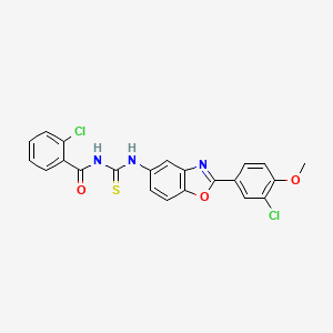 2-chloro-N-[[2-(3-chloro-4-methoxyphenyl)-1,3-benzoxazol-5-yl]carbamothioyl]benzamide