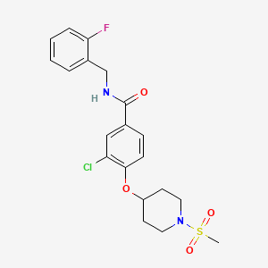 molecular formula C20H22ClFN2O4S B4908845 3-chloro-N-(2-fluorobenzyl)-4-{[1-(methylsulfonyl)-4-piperidinyl]oxy}benzamide 