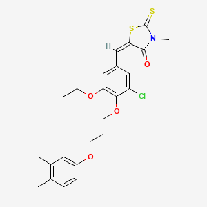 molecular formula C24H26ClNO4S2 B4908933 (5E)-5-[[3-chloro-4-[3-(3,4-dimethylphenoxy)propoxy]-5-ethoxyphenyl]methylidene]-3-methyl-2-sulfanylidene-1,3-thiazolidin-4-one 