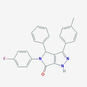 molecular formula C24H18FN3O B490894 5-(4-fluorophenyl)-3-(4-methylphenyl)-4-phenyl-4,5-dihydropyrrolo[3,4-c]pyrazol-6(1H)-one CAS No. 370870-57-8