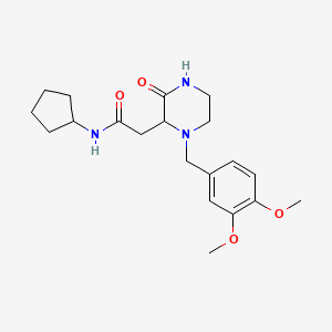 N-cyclopentyl-2-[1-(3,4-dimethoxybenzyl)-3-oxo-2-piperazinyl]acetamide