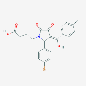 molecular formula C22H20BrNO5 B490915 4-[2-(4-bromophenyl)-4-hydroxy-3-(4-methylbenzoyl)-5-oxo-2,5-dihydro-1H-pyrrol-1-yl]butanoic acid CAS No. 371136-09-3