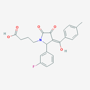 molecular formula C22H20FNO5 B490918 4-[2-(3-fluorophenyl)-4-hydroxy-3-(4-methylbenzoyl)-5-oxo-2,5-dihydro-1H-pyrrol-1-yl]butanoic acid CAS No. 425396-09-4
