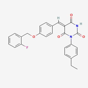 (5Z)-1-(4-ethylphenyl)-5-[[4-[(2-fluorophenyl)methoxy]phenyl]methylidene]-1,3-diazinane-2,4,6-trione