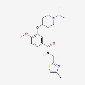 molecular formula C21H29N3O3S B4909344 4-methoxy-N-[(4-methyl-1,3-thiazol-2-yl)methyl]-3-(1-propan-2-ylpiperidin-4-yl)oxybenzamide 