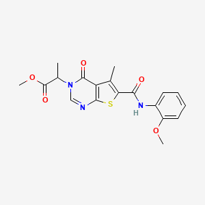 molecular formula C19H19N3O5S B4909360 Methyl 2-[6-[(2-methoxyphenyl)carbamoyl]-5-methyl-4-oxothieno[2,3-d]pyrimidin-3-yl]propanoate 