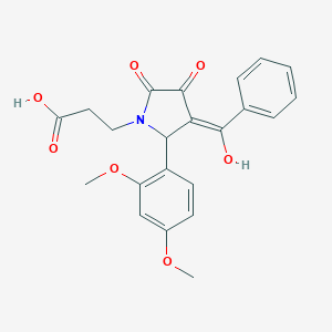 molecular formula C22H21NO7 B490938 3-[3-benzoyl-2-(2,4-dimethoxyphenyl)-4-hydroxy-5-oxo-2,5-dihydro-1H-pyrrol-1-yl]propanoic acid CAS No. 335205-87-3