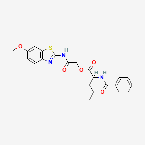 2-[(6-methoxy-1,3-benzothiazol-2-yl)amino]-2-oxoethyl N-benzoylnorvalinate