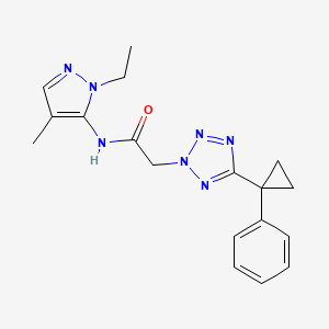 molecular formula C18H21N7O B4909436 N-(2-ethyl-4-methylpyrazol-3-yl)-2-[5-(1-phenylcyclopropyl)tetrazol-2-yl]acetamide 