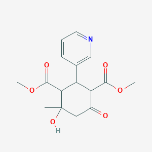 molecular formula C16H19NO6 B490947 Dimethyl 4-hydroxy-4-methyl-6-oxo-2-(3-pyridinyl)-1,3-cyclohexanedicarboxylate CAS No. 1005240-79-8