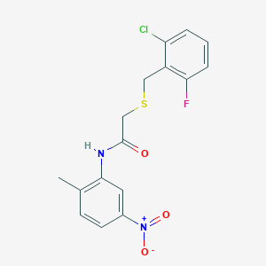 molecular formula C16H14ClFN2O3S B4909495 2-[(2-chloro-6-fluorobenzyl)thio]-N-(2-methyl-5-nitrophenyl)acetamide 