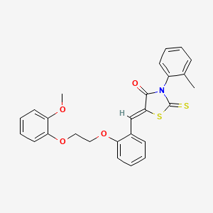 molecular formula C26H23NO4S2 B4909498 (5Z)-5-{2-[2-(2-methoxyphenoxy)ethoxy]benzylidene}-3-(2-methylphenyl)-2-thioxo-1,3-thiazolidin-4-one 