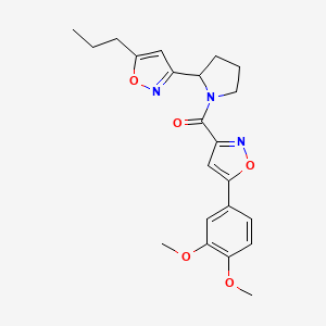 molecular formula C22H25N3O5 B4909574 3-{1-[5-(3,4-Dimethoxyphenyl)-1,2-oxazole-3-carbonyl]pyrrolidin-2-YL}-5-propyl-1,2-oxazole 