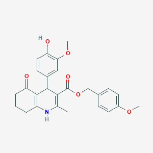 molecular formula C26H27NO6 B4909627 (4-METHOXYPHENYL)METHYL 4-(4-HYDROXY-3-METHOXYPHENYL)-2-METHYL-5-OXO-1,4,5,6,7,8-HEXAHYDROQUINOLINE-3-CARBOXYLATE 