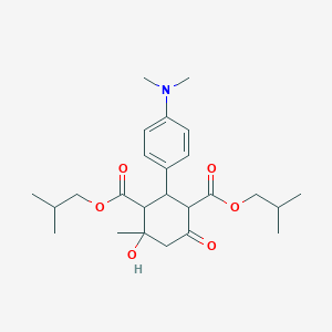 molecular formula C25H37NO6 B490963 Diisobutyl 2-[4-(dimethylamino)phenyl]-4-hydroxy-4-methyl-6-oxo-1,3-cyclohexanedicarboxylate CAS No. 1005280-38-5