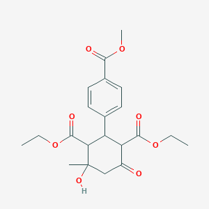 molecular formula C21H26O8 B490967 Diethyl 4-hydroxy-2-[4-(methoxycarbonyl)phenyl]-4-methyl-6-oxocyclohexane-1,3-dicarboxylate CAS No. 1005106-64-8