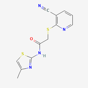 molecular formula C12H10N4OS2 B4909676 2-[(3-cyano-2-pyridinyl)thio]-N-(4-methyl-1,3-thiazol-2-yl)acetamide 