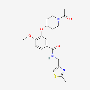 molecular formula C20H25N3O4S B4909678 3-[(1-acetyl-4-piperidinyl)oxy]-4-methoxy-N-[(2-methyl-1,3-thiazol-4-yl)methyl]benzamide 