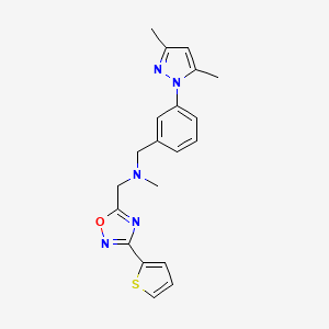 molecular formula C20H21N5OS B4909816 1-[3-(3,5-dimethyl-1H-pyrazol-1-yl)phenyl]-N-methyl-N-{[3-(2-thienyl)-1,2,4-oxadiazol-5-yl]methyl}methanamine 