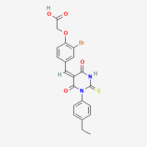 (2-bromo-4-{(E)-[1-(4-ethylphenyl)-4,6-dioxo-2-thioxotetrahydropyrimidin-5(2H)-ylidene]methyl}phenoxy)acetic acid