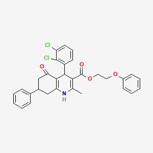 2-Phenoxyethyl 4-(2,3-dichlorophenyl)-2-methyl-5-oxo-7-phenyl-1,4,5,6,7,8-hexahydroquinoline-3-carboxylate