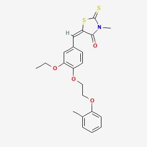 (5E)-5-({3-Ethoxy-4-[2-(2-methylphenoxy)ethoxy]phenyl}methylidene)-3-methyl-2-sulfanylidene-1,3-thiazolidin-4-one