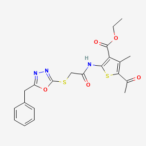 ethyl 5-acetyl-2-({[(5-benzyl-1,3,4-oxadiazol-2-yl)thio]acetyl}amino)-4-methyl-3-thiophenecarboxylate