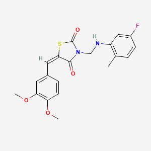 molecular formula C20H19FN2O4S B4910006 5-(3,4-dimethoxybenzylidene)-3-{[(5-fluoro-2-methylphenyl)amino]methyl}-1,3-thiazolidine-2,4-dione 