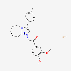 molecular formula C25H29BrN2O3 B4910037 1-[2-(3,4-dimethoxyphenyl)-2-oxoethyl]-3-(4-methylphenyl)-1,5,6,7,8,9-hexahydroimidazo[1,2-a]azepin-4-ium bromide 