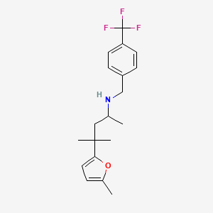 molecular formula C19H24F3NO B4910267 4-methyl-4-(5-methyl-2-furyl)-N-[4-(trifluoromethyl)benzyl]-2-pentanamine 