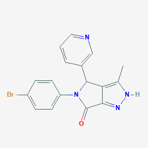 molecular formula C17H13BrN4O B491028 5-(4-bromophenyl)-3-methyl-4-(3-pyridinyl)-4,5-dihydropyrrolo[3,4-c]pyrazol-6(1H)-one CAS No. 696642-10-1
